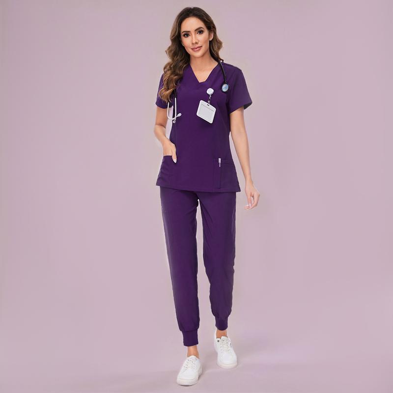 🔥8-PACK ONLY $25.98🔥Women's Vitality Set - Stretch V-Neck Scrub Top and Jogger Pants