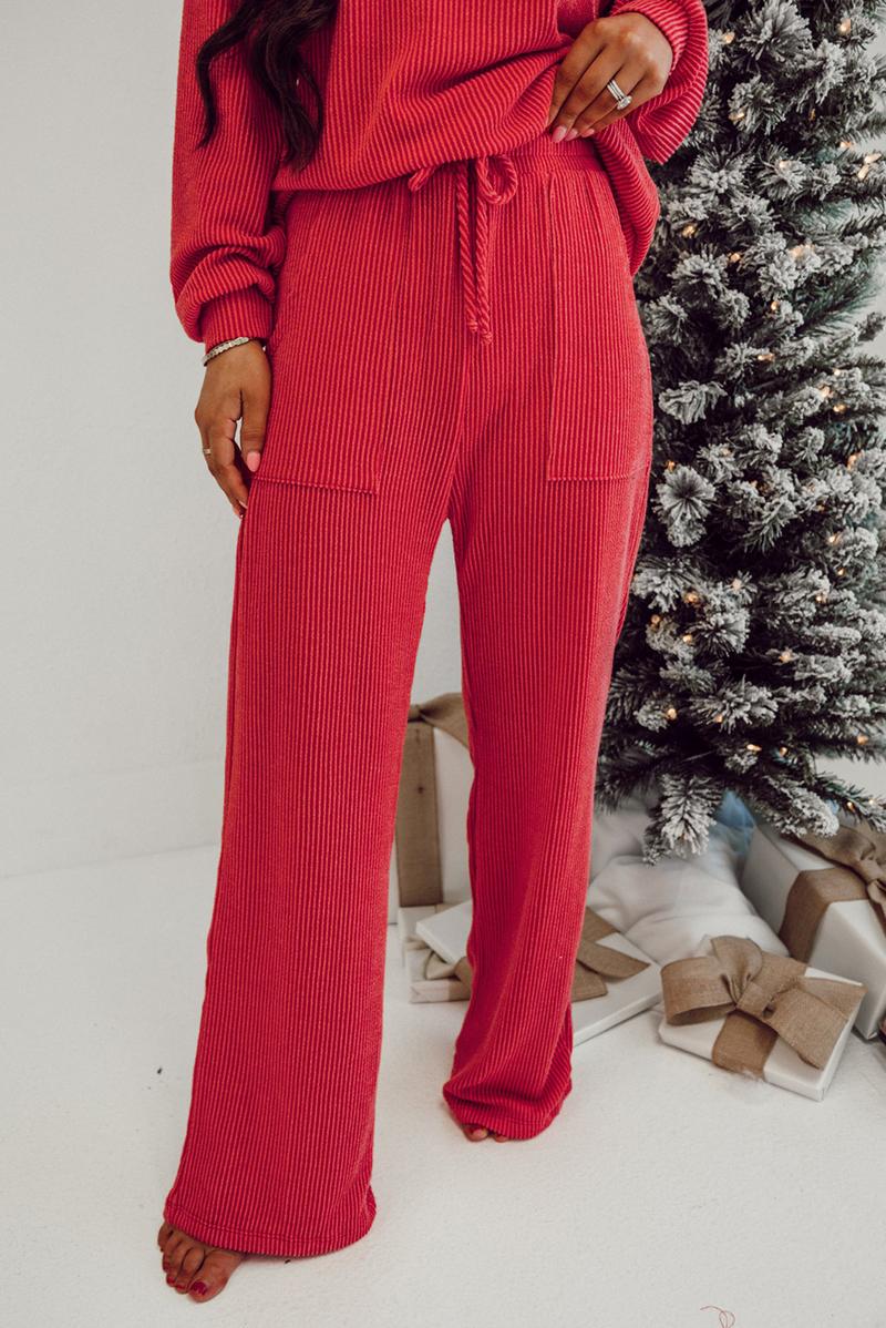Znacicc Womens MERRY Graphic Christmas Two Piece Set Christmas Outfit Corduroy Corded  Long Sleeve Top and Shorts Winteroutfit Matching Set Comfort Fabric