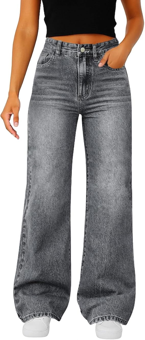 🔥18-Pack Today Only $35.98🔥Women's Trendy Denim High Waist Multi-Pocket Wide Leg Jeans