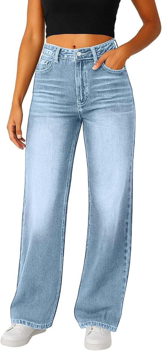 🔥18-Pack Today Only $35.98🔥Women's Trendy Denim High Waist Multi-Pocket Wide Leg Jeans
