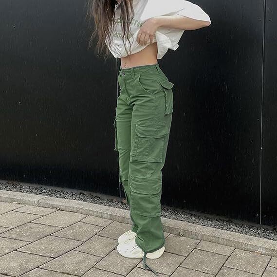 🔥8 Packs Only $25.98 🔥High Waisted Cargo Pants for Women with Pockets Streetwear