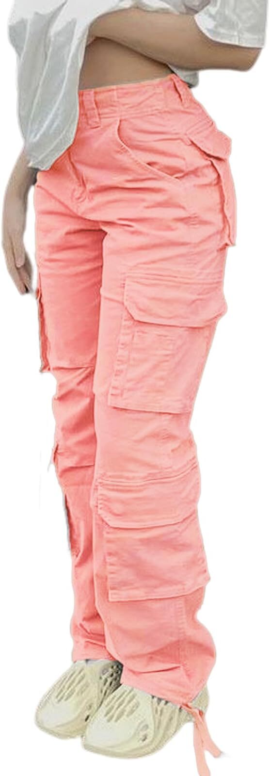 🔥8 Packs Only $25.98 🔥High Waisted Cargo Pants for Women with Pockets Streetwear