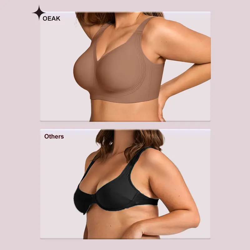 🔥5 Pack Today Only $24.98🔥OEAK Women Wirefree Bras for Women Full Coverage No Underwire Everyday Bras Comfortable Wireless Padded Bras