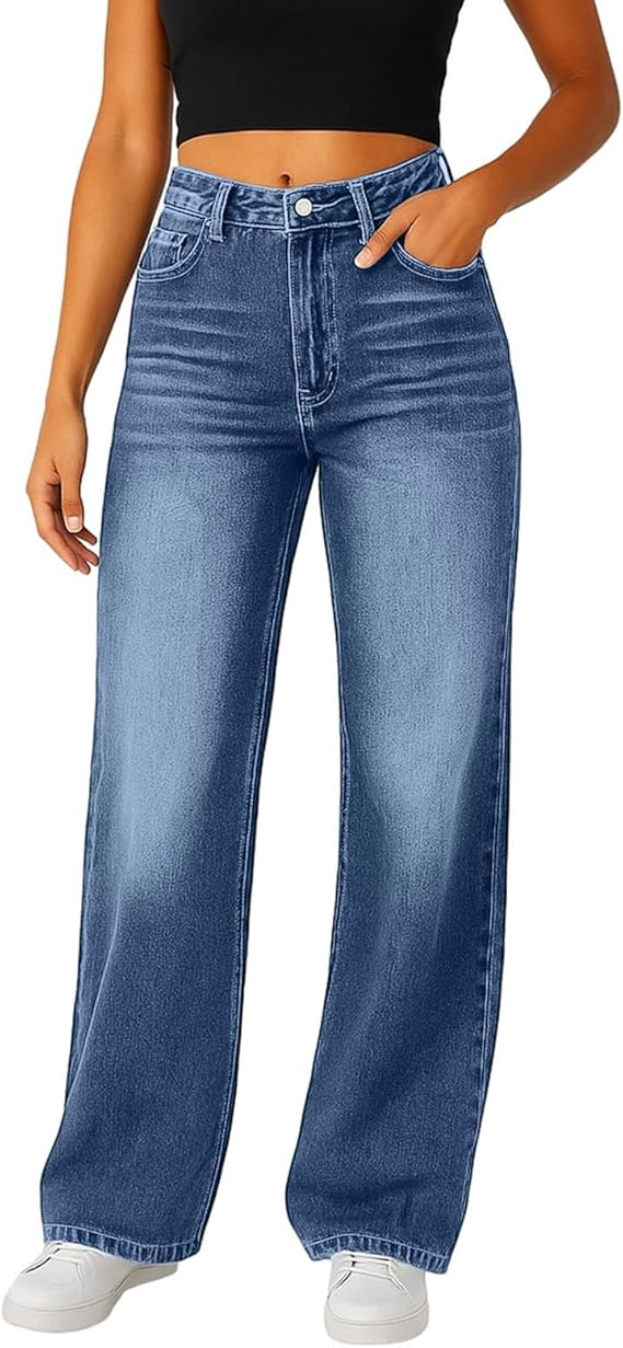 🔥18-Pack Today Only $35.98🔥Women's Trendy Denim High Waist Multi-Pocket Wide Leg Jeans