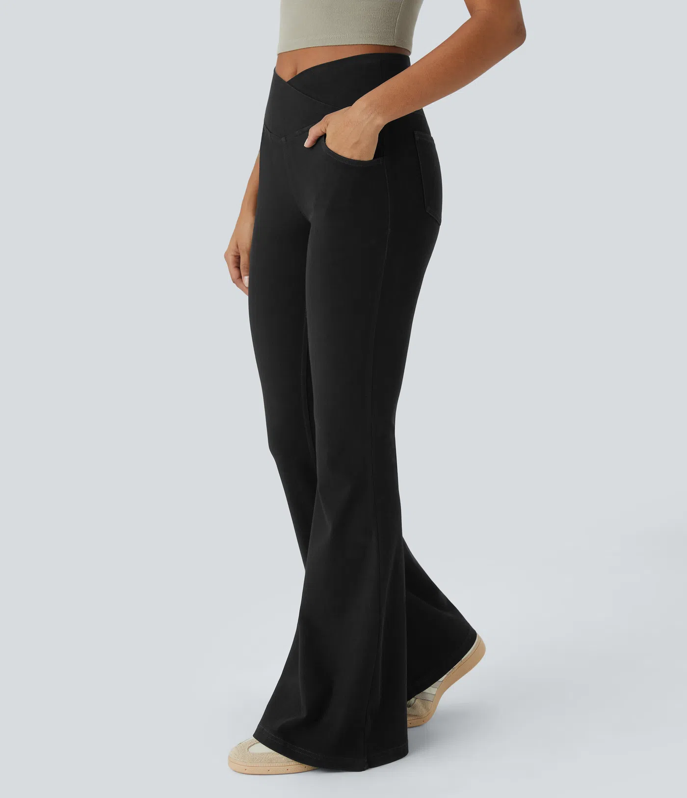 🔥8-PACK ONLY $25.98🔥Stretchy Denim High Waisted Crossover Flare Pants