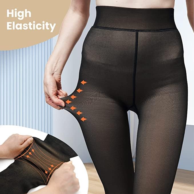 Fleece Lined Tights Sheer Women - Fake Translucent Warm Pantyhose Leggings Sheer Thick Tights for Winter
