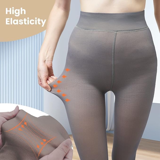 Fleece Lined Tights Sheer Women - Fake Translucent Warm Pantyhose Leggings Sheer Thick Tights for Winter