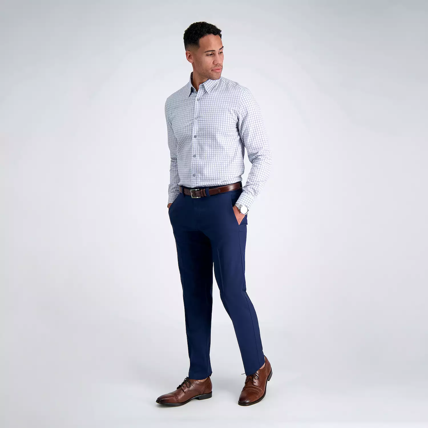 Alimens & Gentle Men's Stretch Dress Pants Expandable Waistband Flat Front Casual Pants
