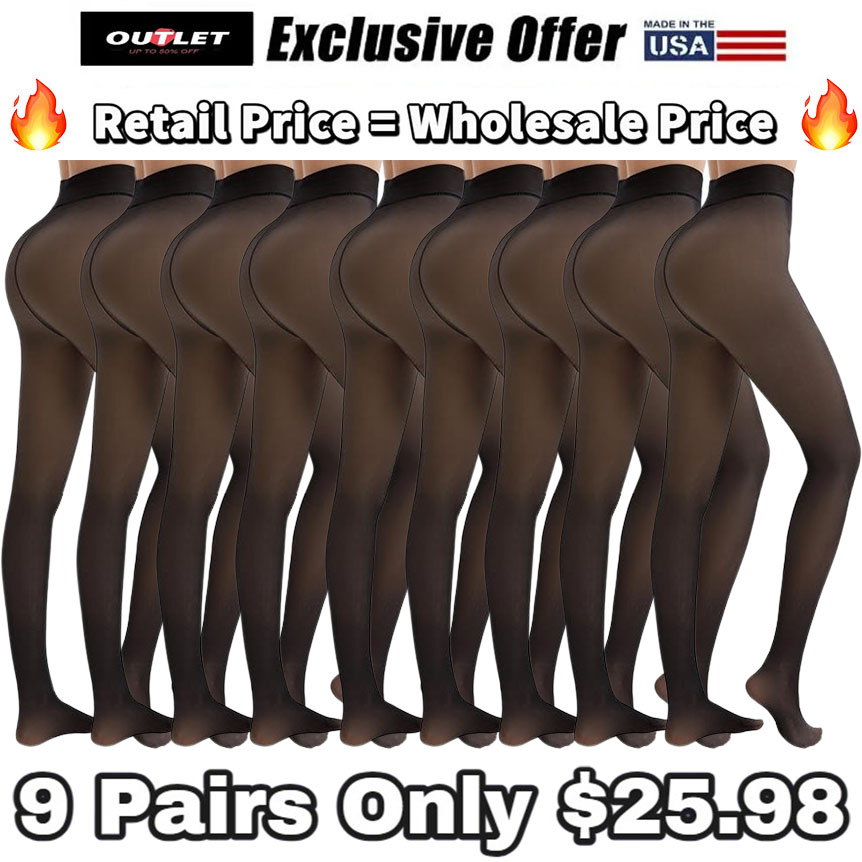 🔥9 Pairs Only $25.98🔥Fleece Lined Tights Sheer Women - Fake Translucent Warm Pantyhose Leggings Sheer Thick Tights for Winter