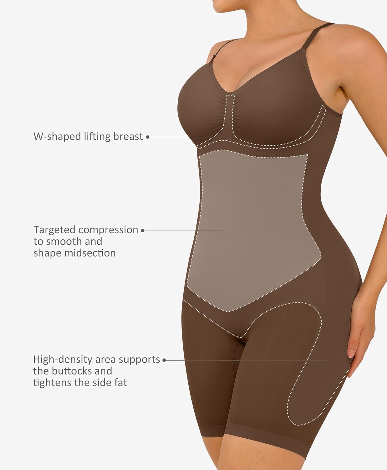 FeelinGirl Shapewear Bodysuit Tummy Control Seamless Sculpting Hip Enhancer Body Shaper for Women