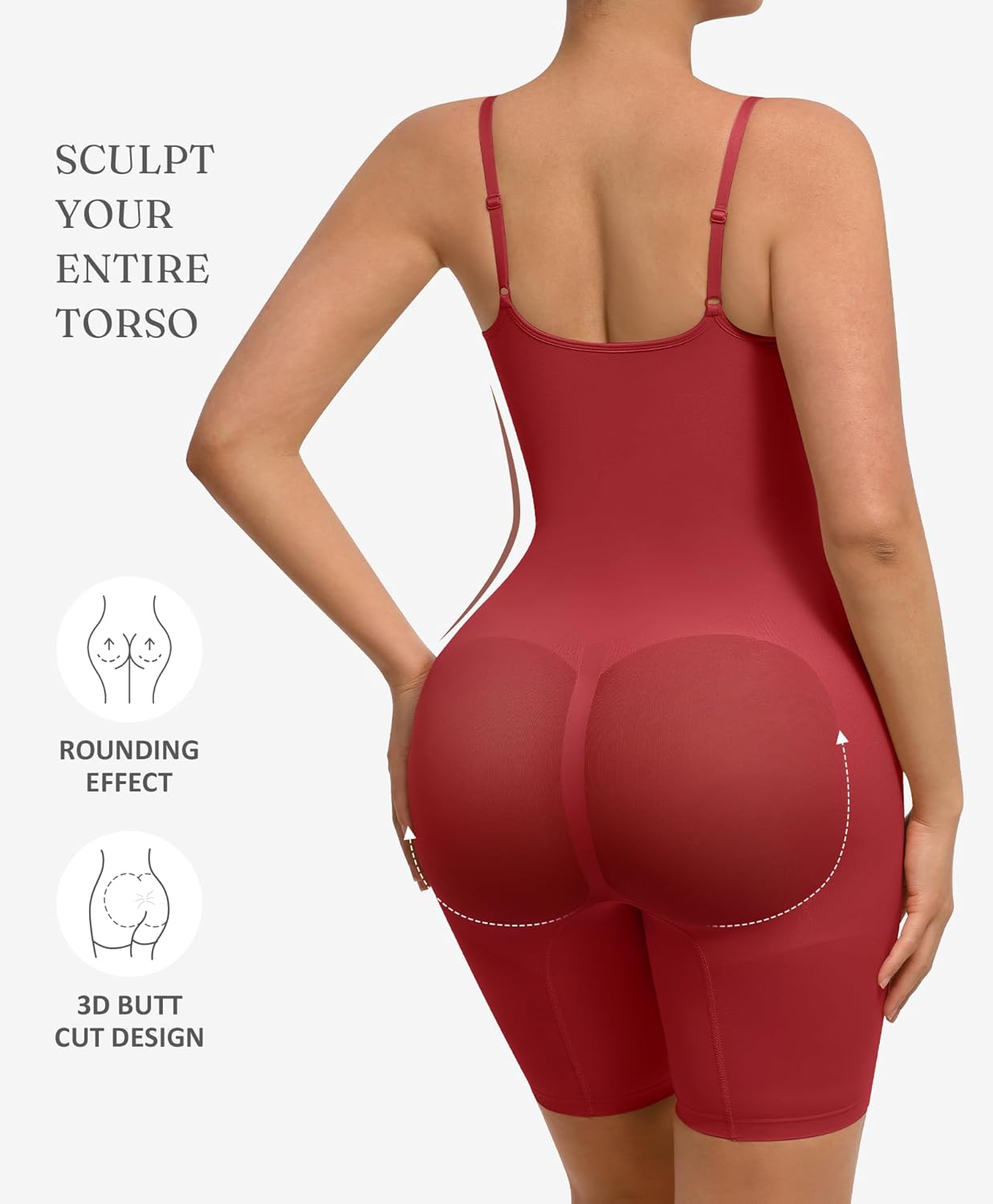 FeelinGirl Shapewear Bodysuit Tummy Control Seamless Sculpting Hip Enhancer Body Shaper for Women