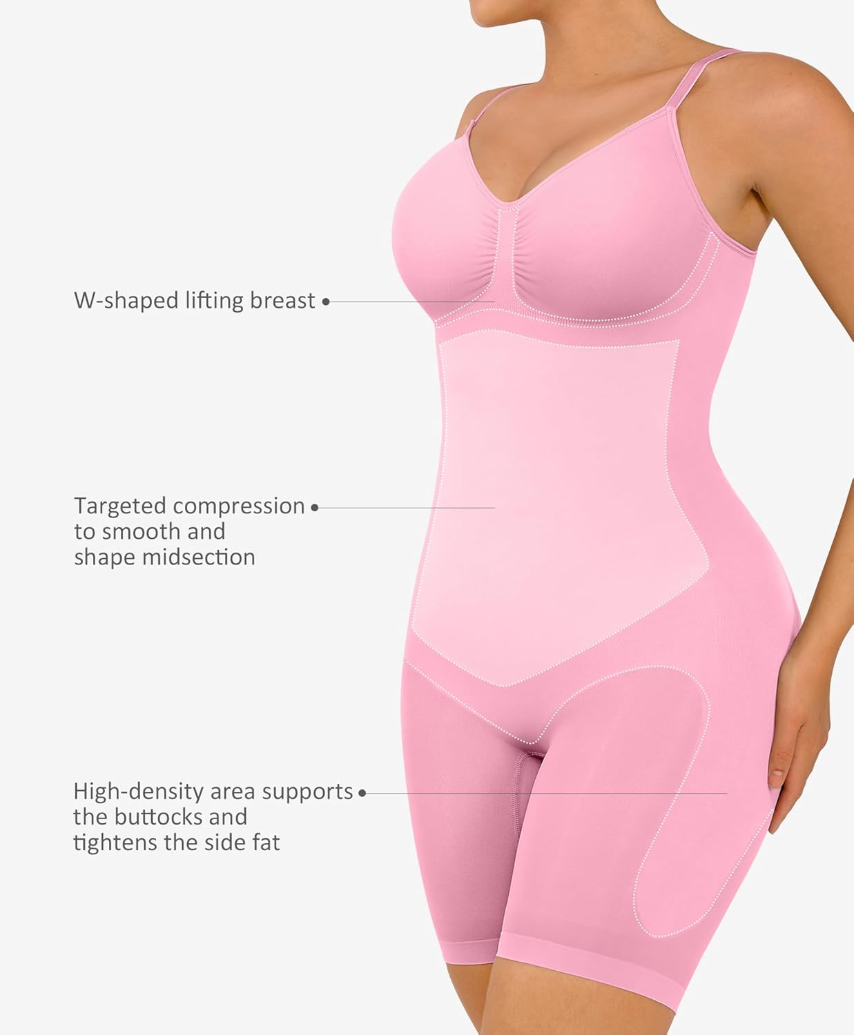FeelinGirl Shapewear Bodysuit Tummy Control Seamless Sculpting Hip Enhancer Body Shaper for Women