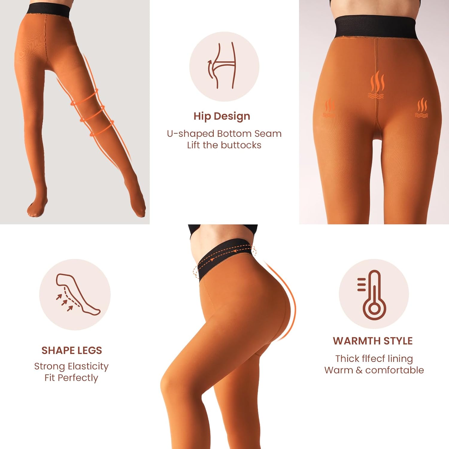 Fleece Lined Tights Sheer Women - Fake Translucent Warm Pantyhose Leggings Sheer Thick Tights for Winter