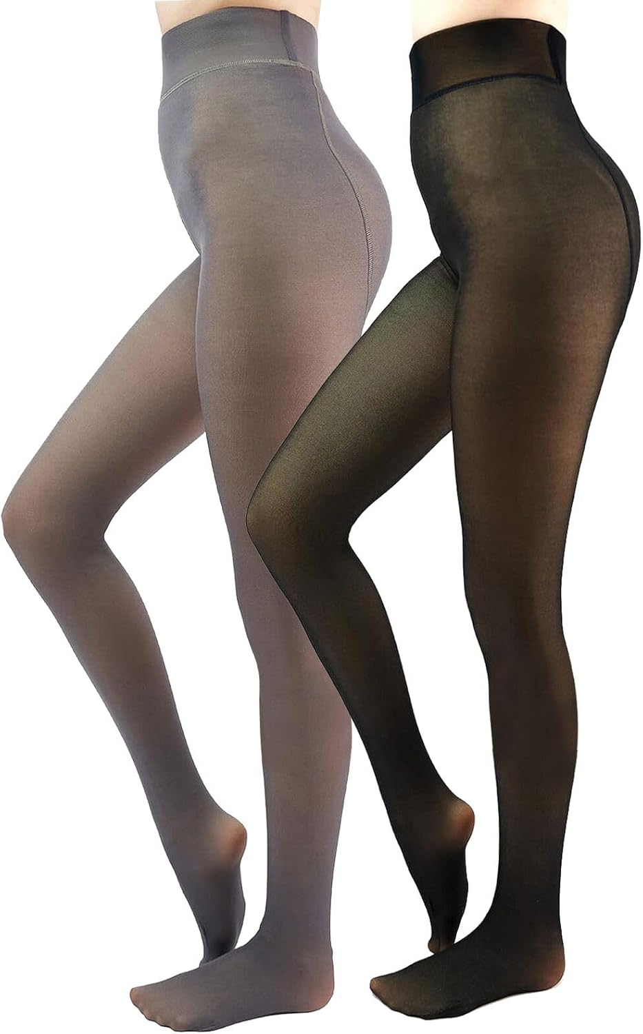 Fleece Lined Tights Sheer Women - Fake Translucent Warm Pantyhose Leggings Sheer Thick Tights for Winter