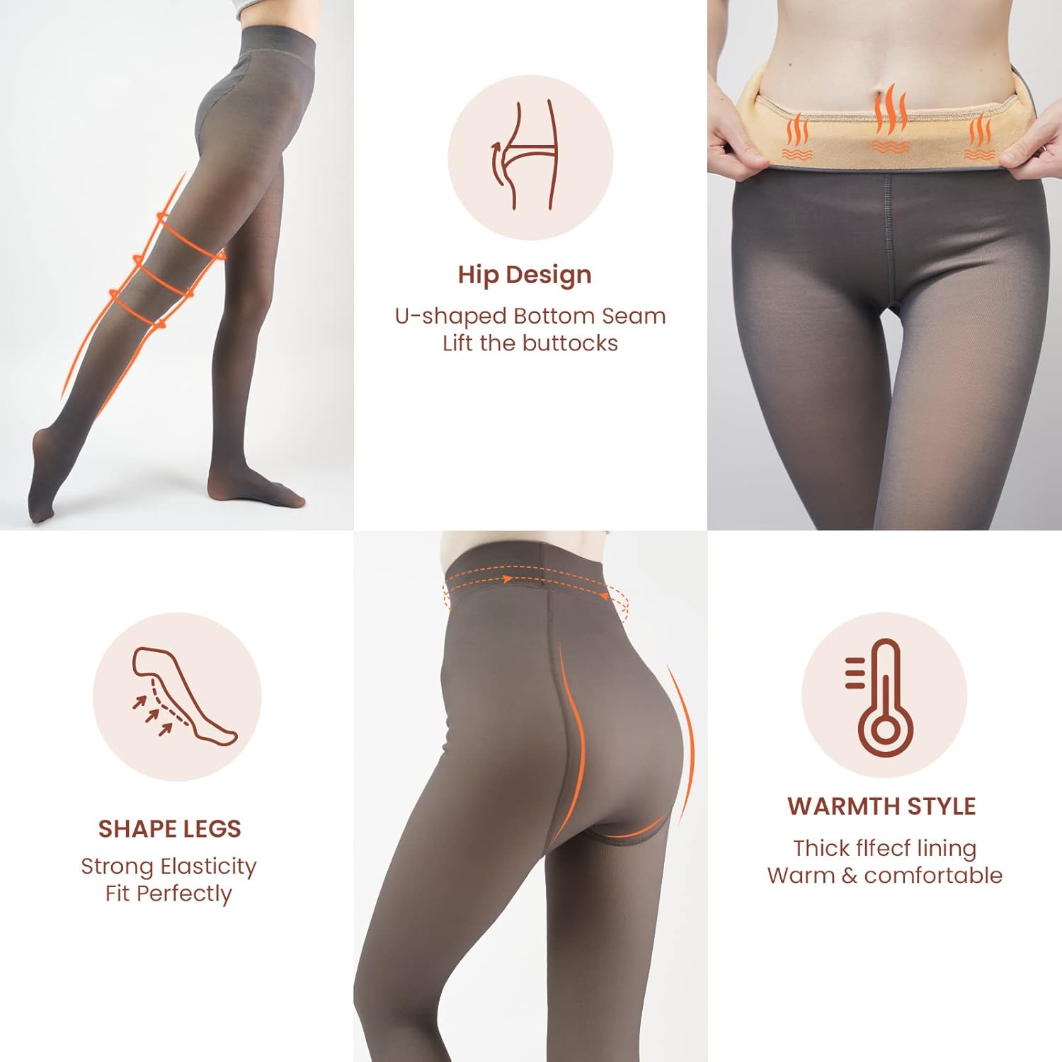 Fleece Lined Tights Sheer Women - Fake Translucent Warm Pantyhose Leggings Sheer Thick Tights for Winter