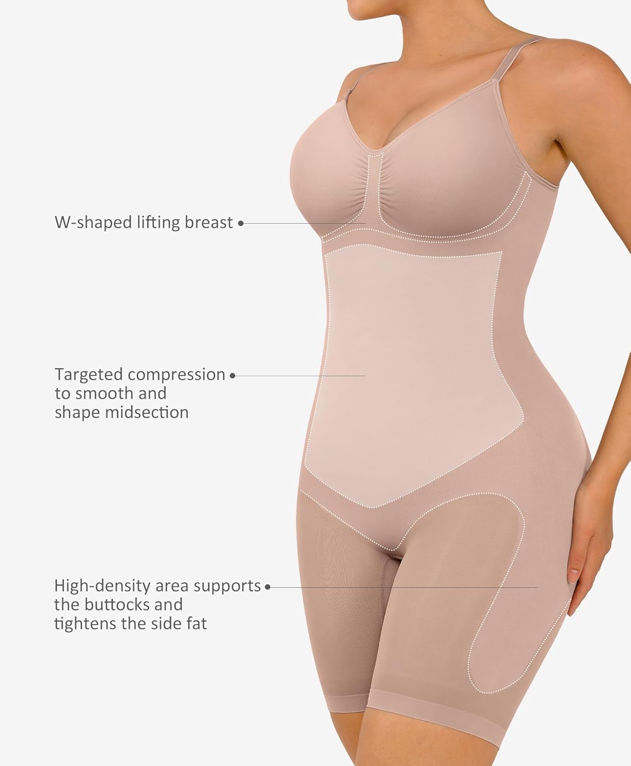 FeelinGirl Shapewear Bodysuit Tummy Control Seamless Sculpting Hip Enhancer Body Shaper for Women