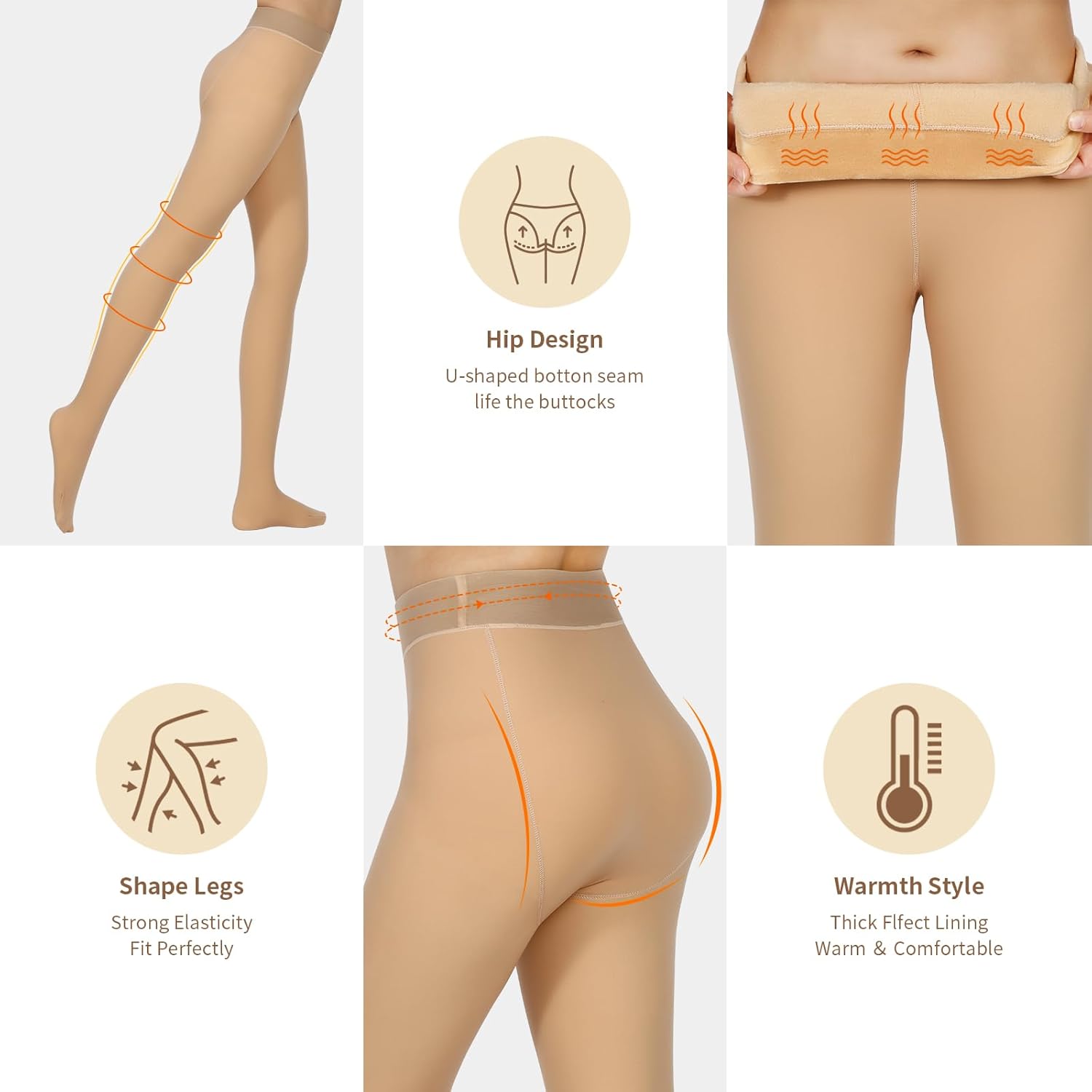 Fleece Lined Tights Sheer Women - Fake Translucent Warm Pantyhose Leggings Sheer Thick Tights for Winter