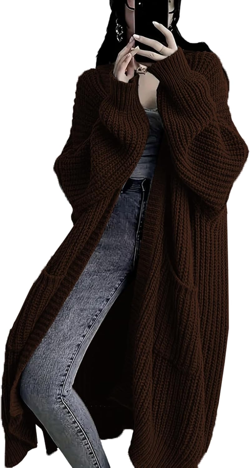 🔥9-PACK ONLY $29.98🔥Womens Long Cardigan Sweaters Open Front Oversized Duster with Pocket for Women 2025 Fall Winter Knit Design Coats
