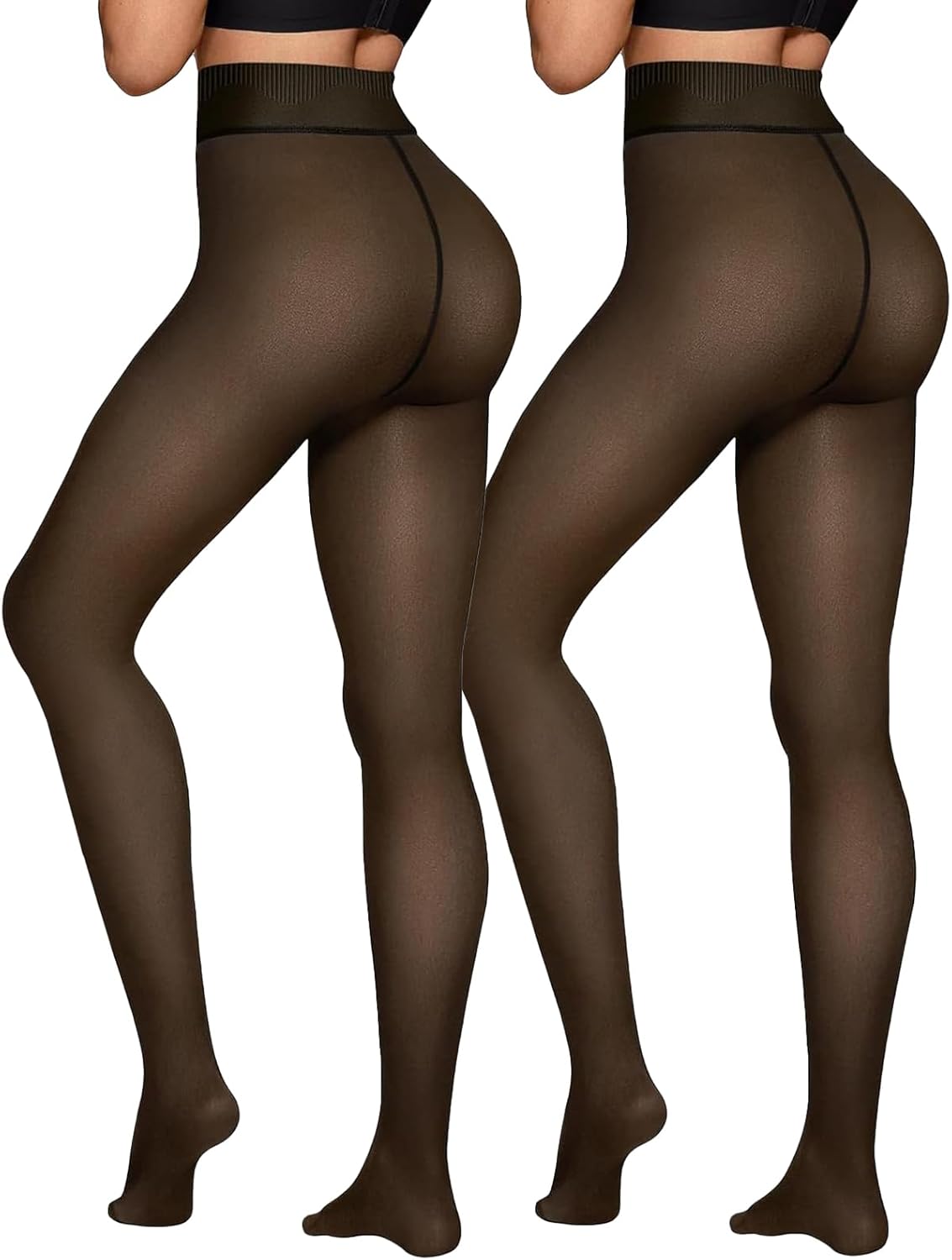 Fleece Lined Tights Sheer Women - Fake Translucent Warm Pantyhose Leggings Sheer Thick Tights for Winter