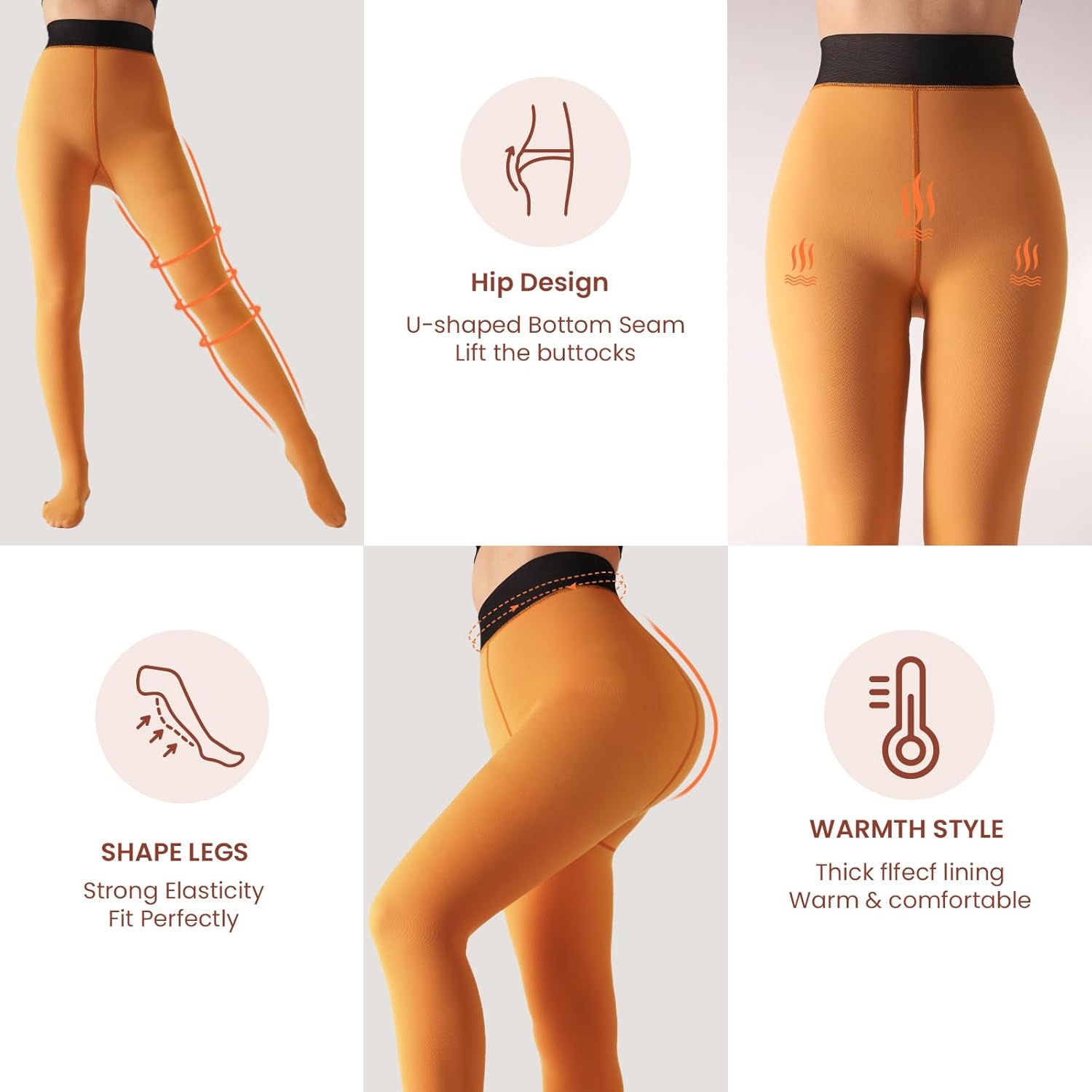 Fleece Lined Tights Sheer Women - Fake Translucent Warm Pantyhose Leggings Sheer Thick Tights for Winter