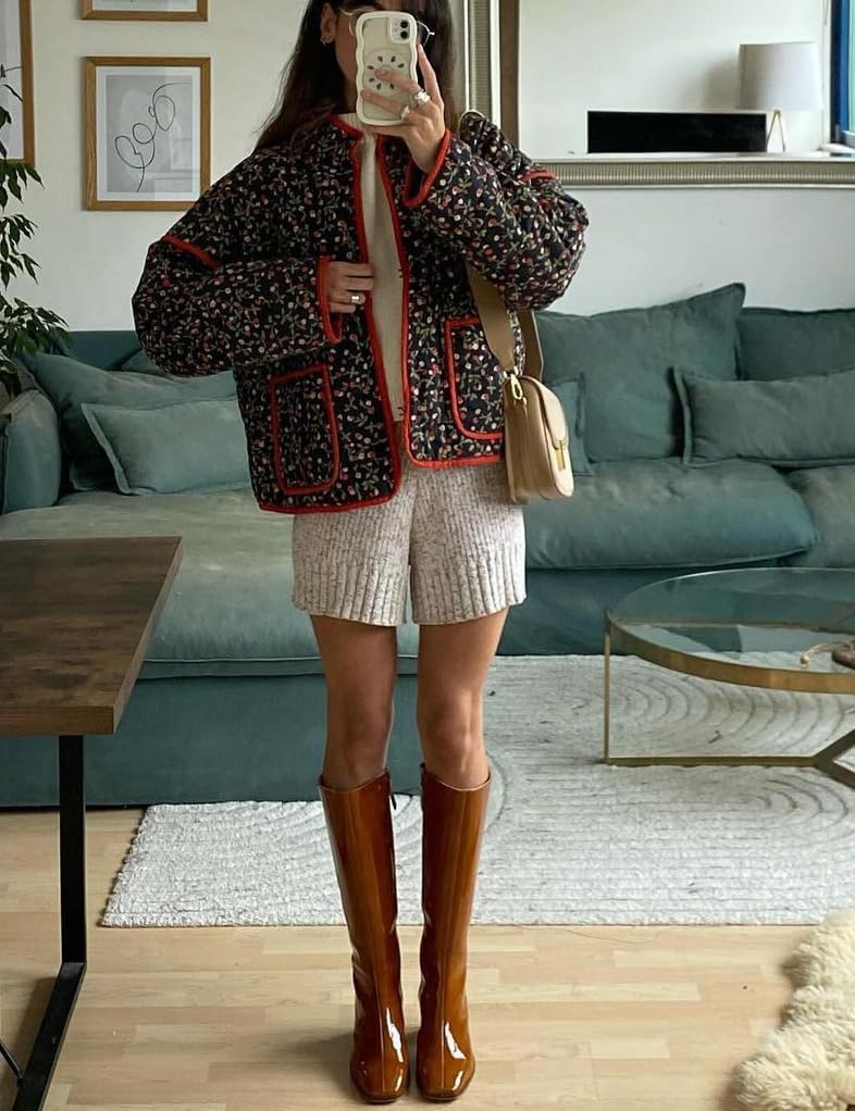 Women's Ditsy Floral Print Drop Shoulder Coat
