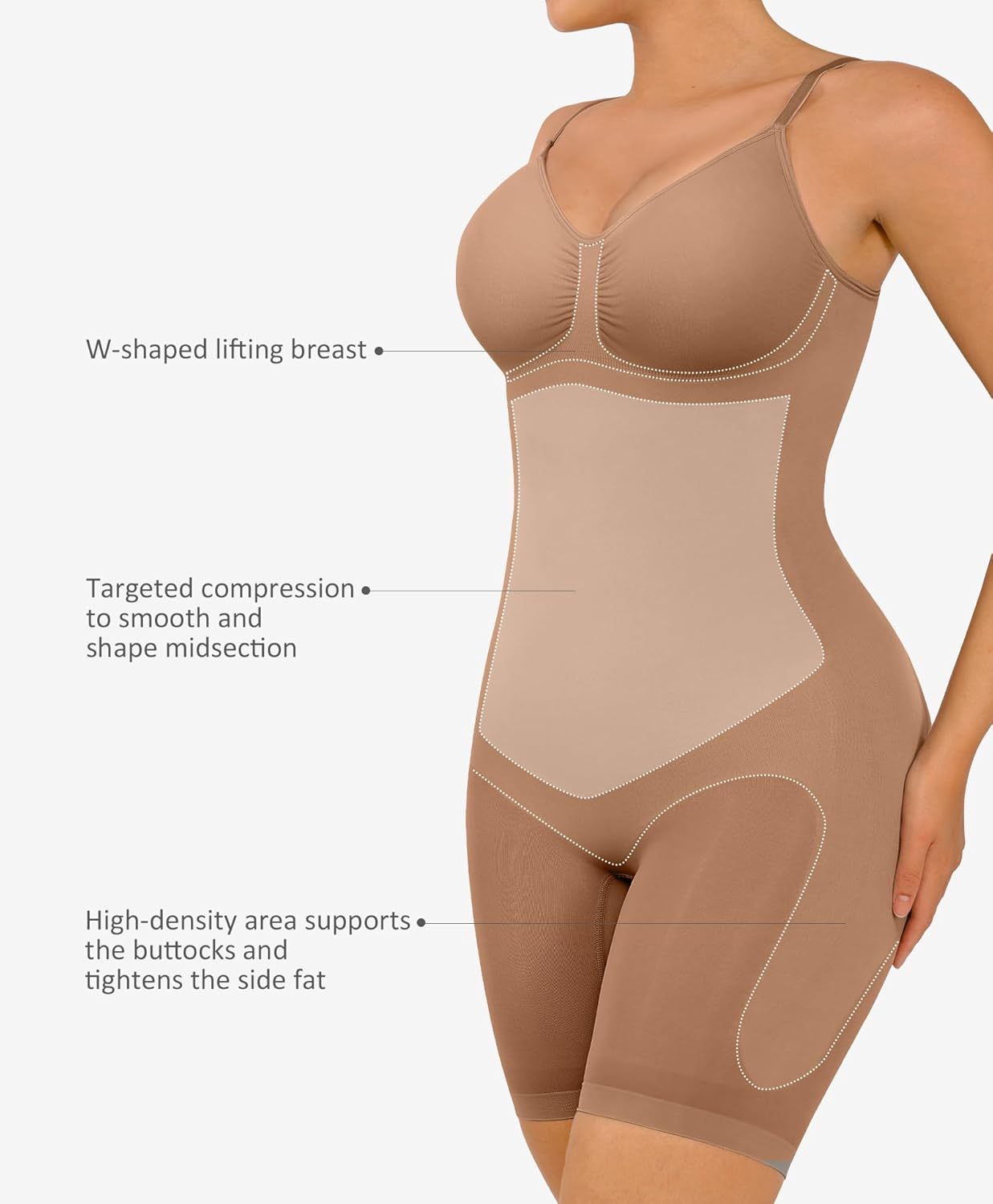 FeelinGirl Shapewear Bodysuit Tummy Control Seamless Sculpting Hip Enhancer Body Shaper for Women