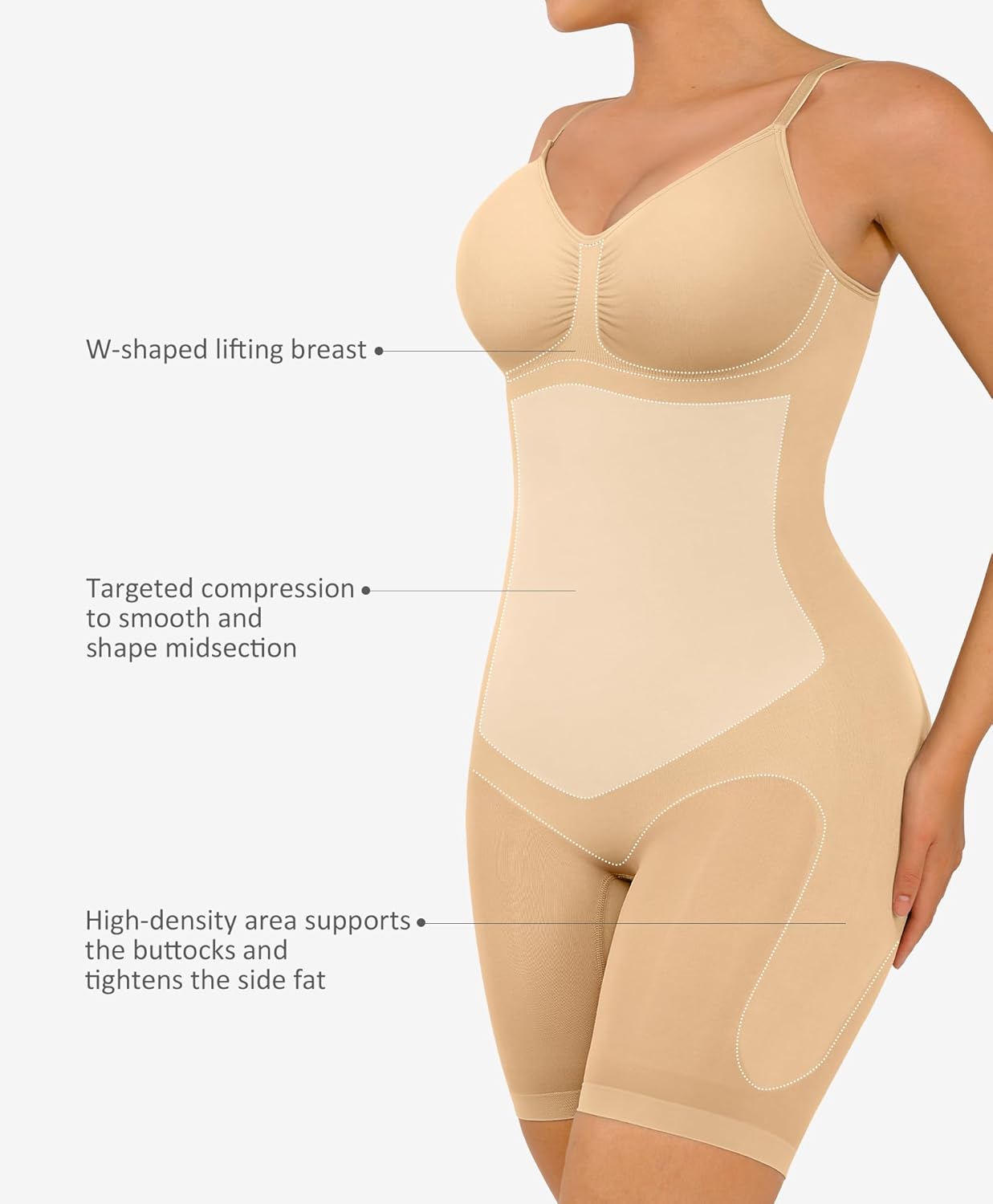 FeelinGirl Shapewear Bodysuit Tummy Control Seamless Sculpting Hip Enhancer Body Shaper for Women