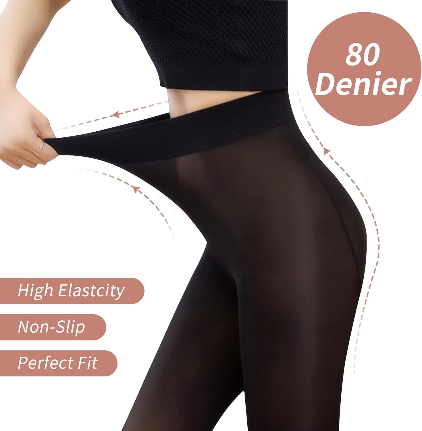 Fleece Lined Tights Sheer Women - Fake Translucent Warm Pantyhose Leggings Sheer Thick Tights for Winter