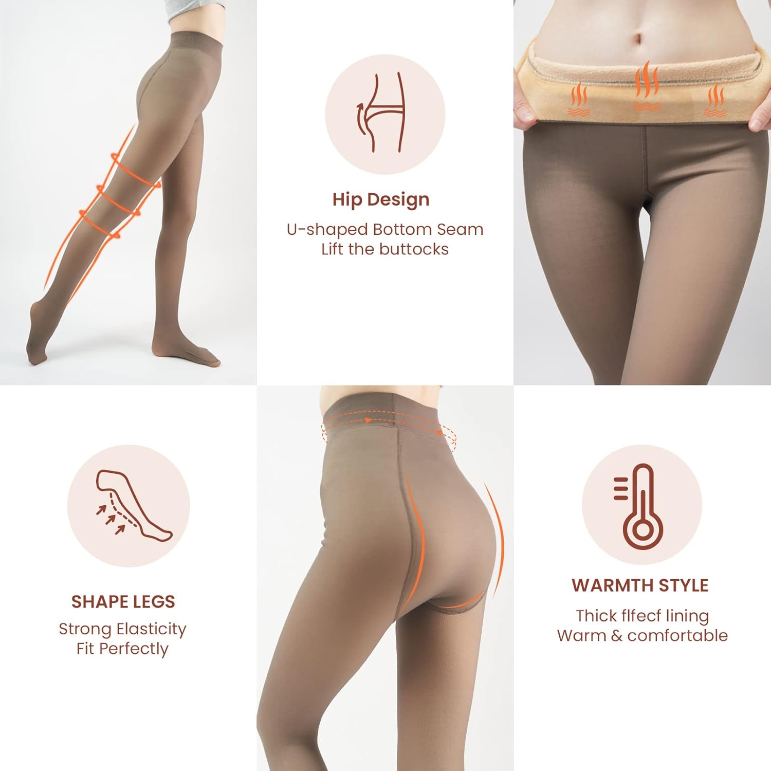 Fleece Lined Tights Sheer Women - Fake Translucent Warm Pantyhose Leggings Sheer Thick Tights for Winter