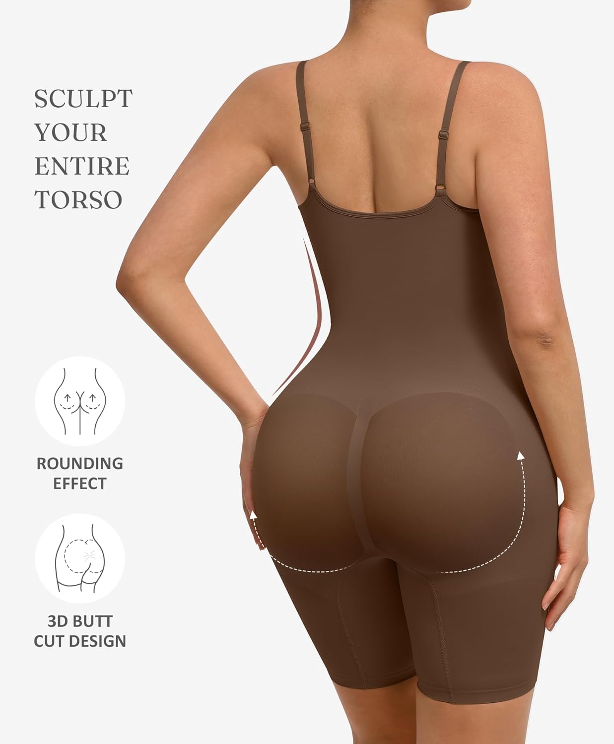 FeelinGirl Shapewear Bodysuit Tummy Control Seamless Sculpting Hip Enhancer Body Shaper for Women