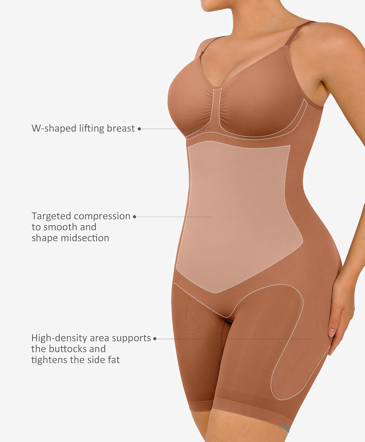 FeelinGirl Shapewear Bodysuit Tummy Control Seamless Sculpting Hip Enhancer Body Shaper for Women