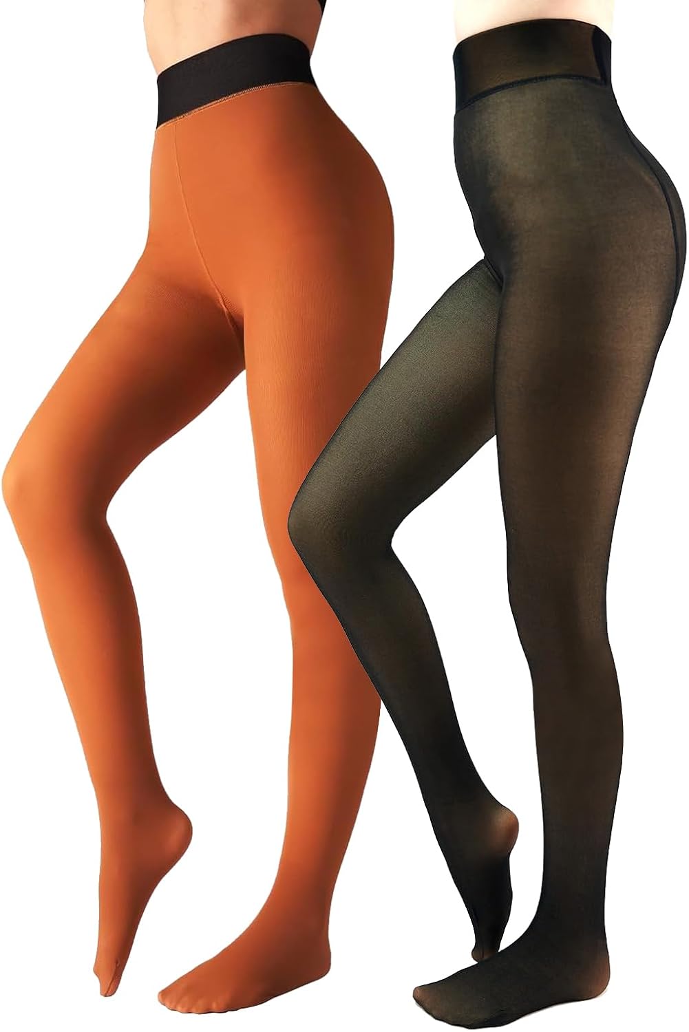 Fleece Lined Tights Sheer Women - Fake Translucent Warm Pantyhose Leggings Sheer Thick Tights for Winter