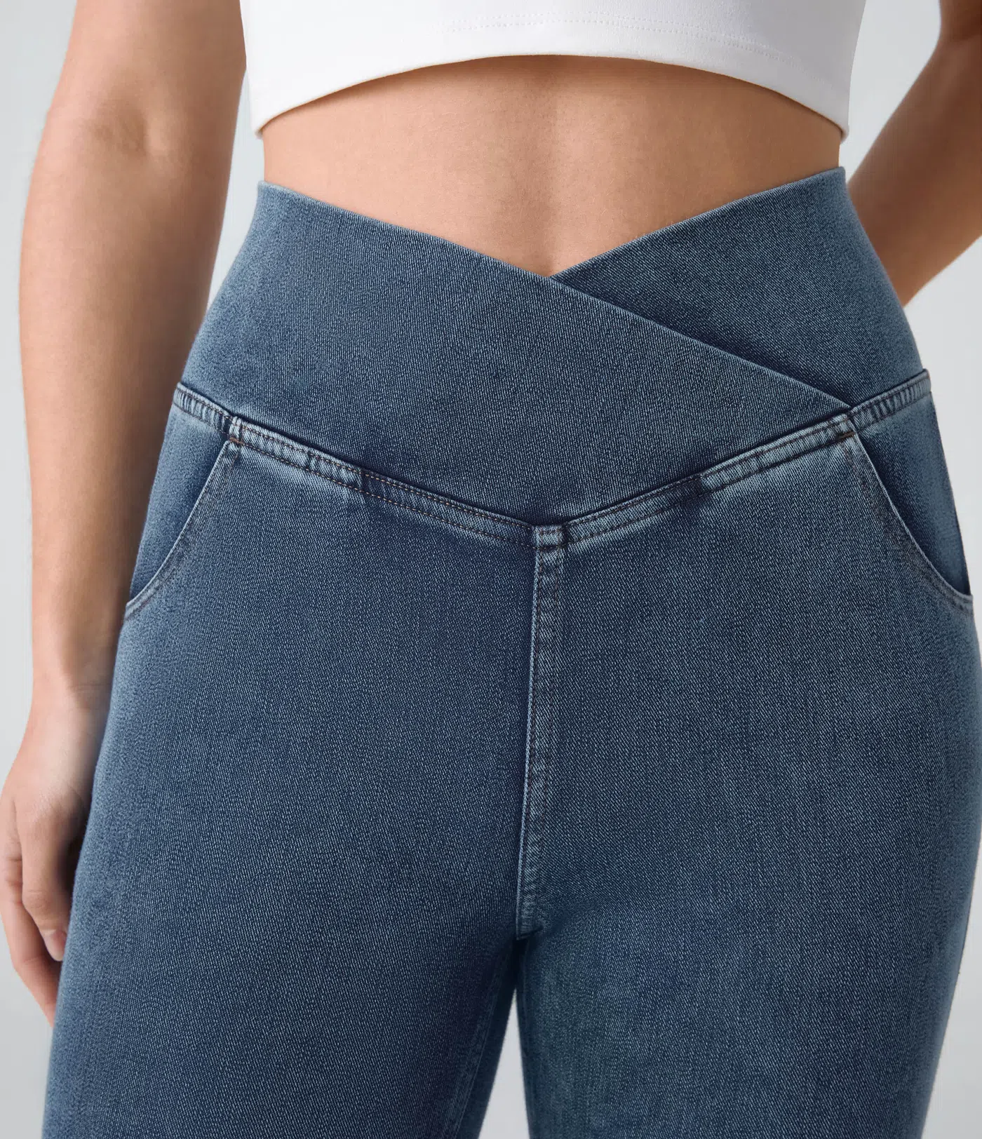 🔥8-PACK ONLY $25.98🔥Stretchy Denim High Waisted Crossover Flare Pants