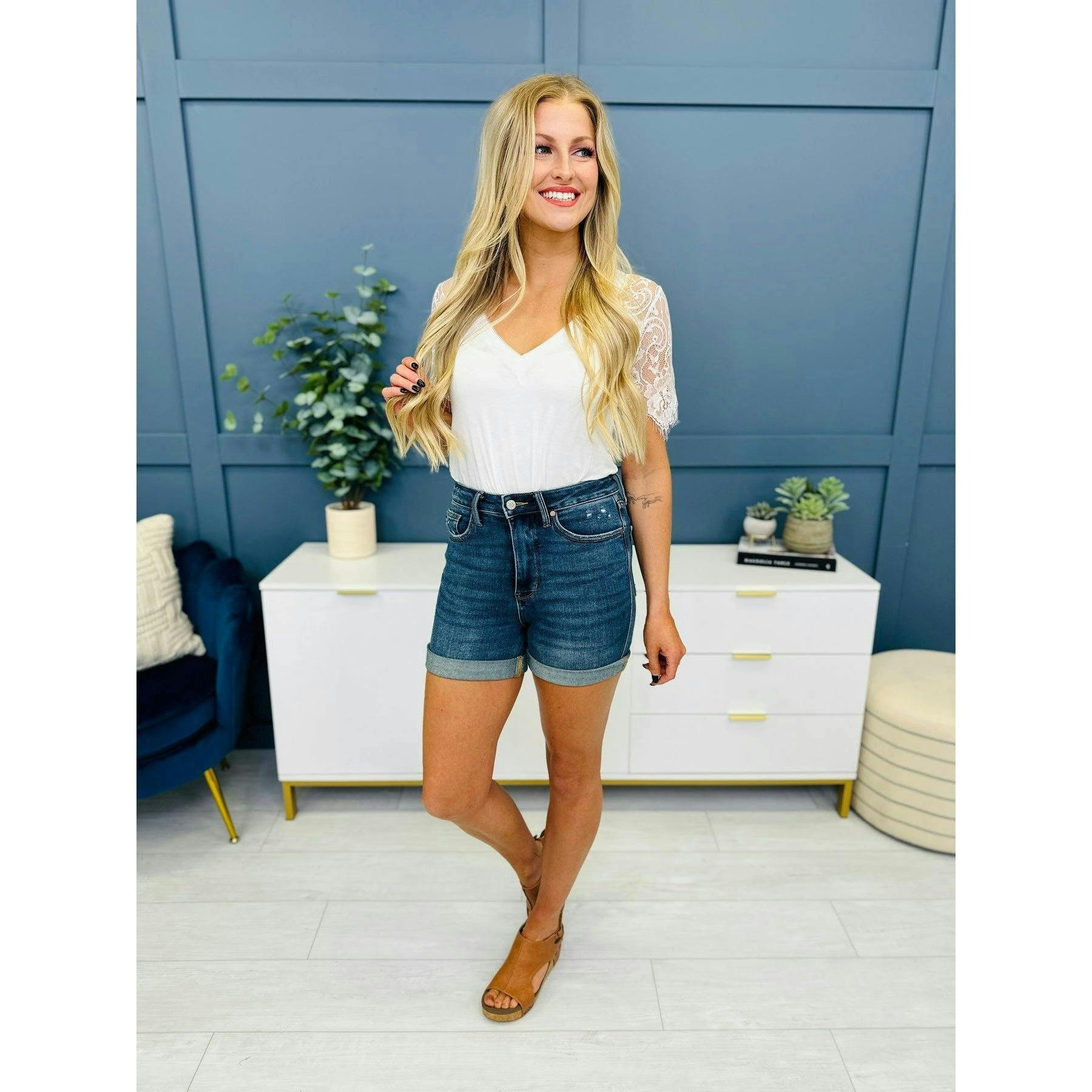 Tummy Control Stretchy Denim Jeans Shorts