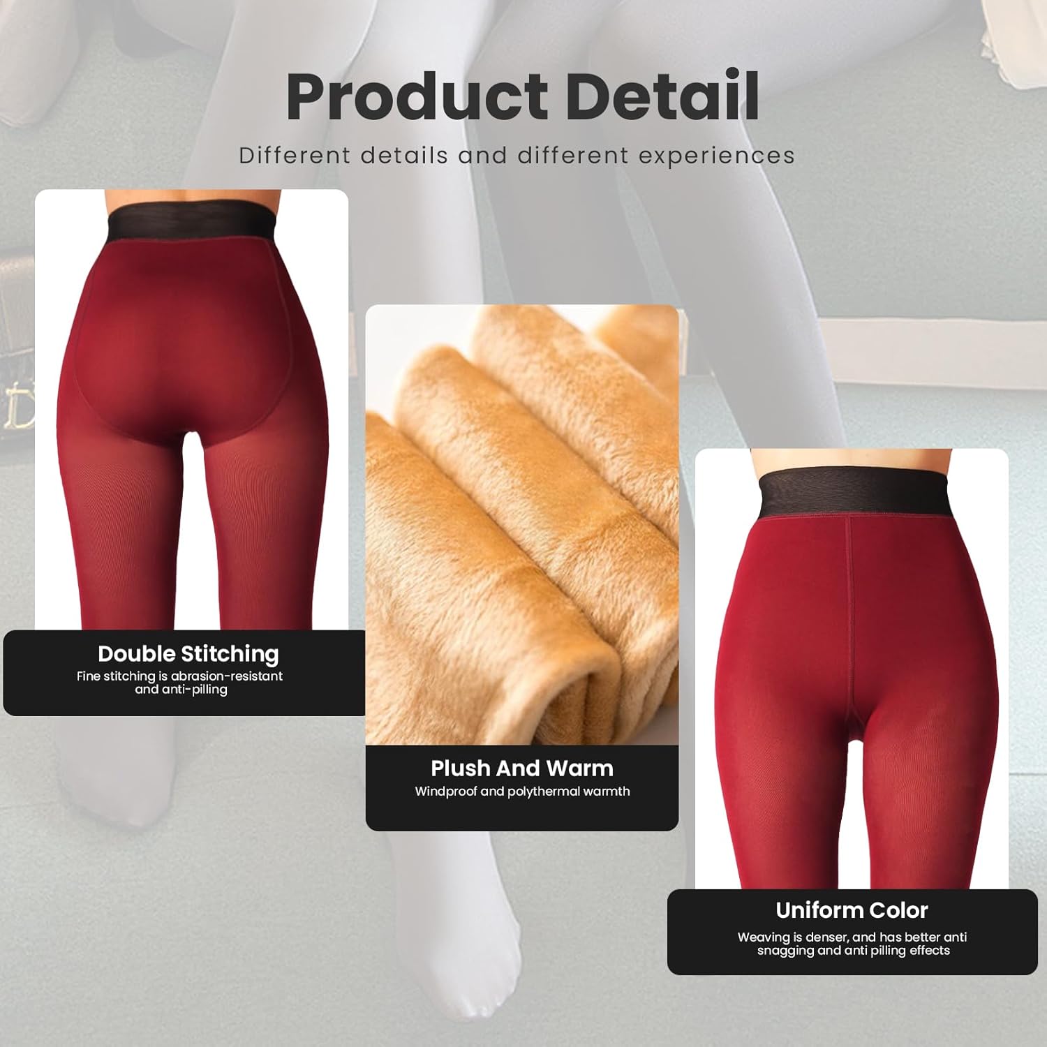 Fleece Lined Tights Sheer Women - Fake Translucent Warm Pantyhose Leggings Sheer Thick Tights for Winter