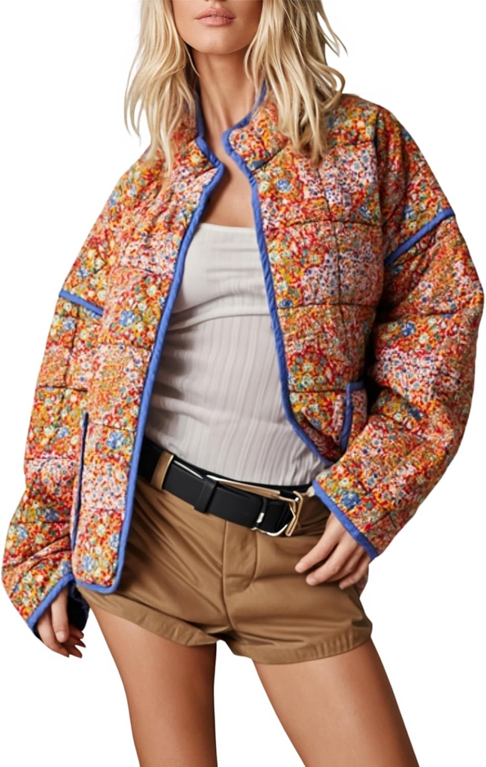 Women's Ditsy Floral Print Drop Shoulder Coat