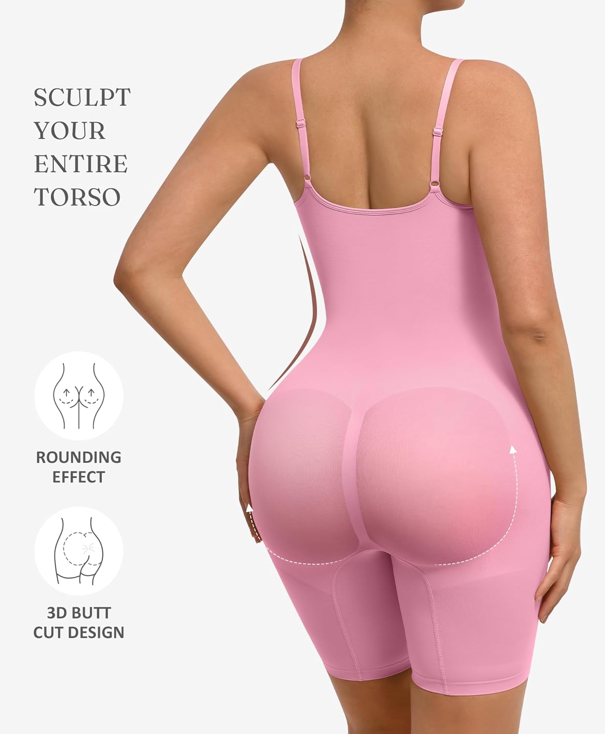 FeelinGirl Shapewear Bodysuit Tummy Control Seamless Sculpting Hip Enhancer Body Shaper for Women