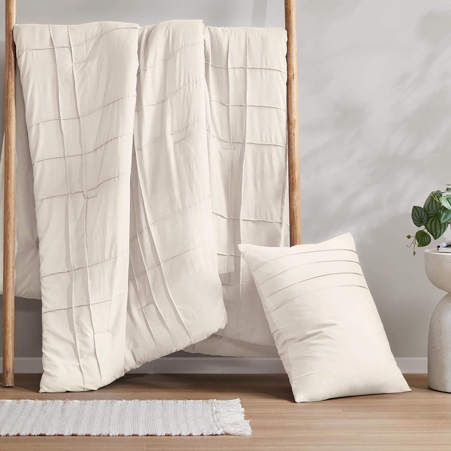 🔥8-Pack Only $26.78🔥3 Piece Pintuck Pleated Comfort Spaces Sage All Season Lightweight Comforter Set