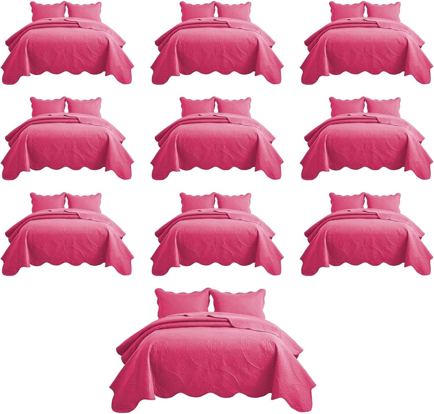 IR Imperial Rooms Twin Quilt Bedding Set Size (68” x 86”) + 1 Pillow Shams (20” x 26” + 2”) - 2 Pcs All Season Lightweight Reversible Microfiber Coverlet Floral Embossed Quilt Bedspread (Burgundy)