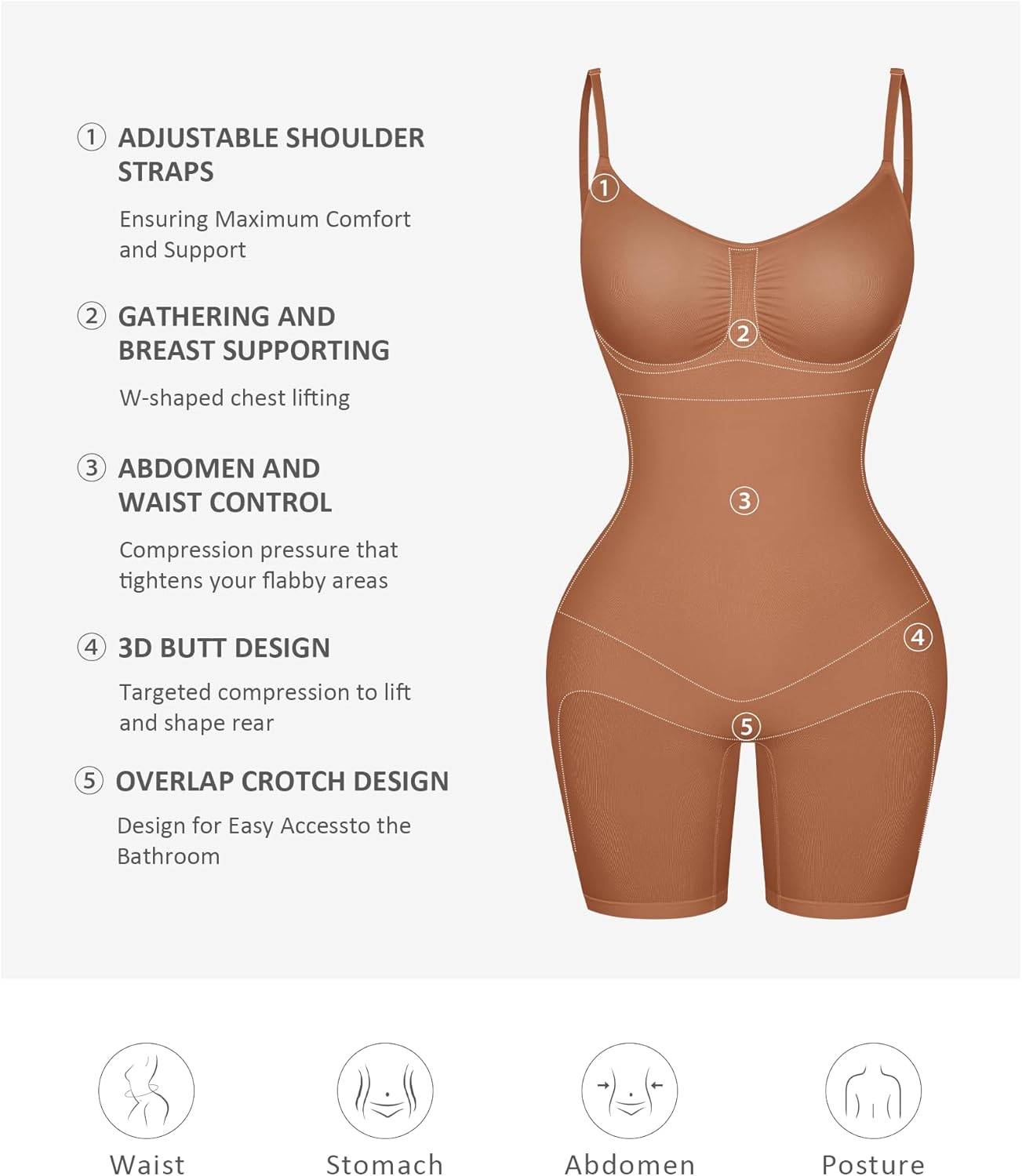 FeelinGirl Shapewear Bodysuit Tummy Control Seamless Sculpting Hip Enhancer Body Shaper for Women