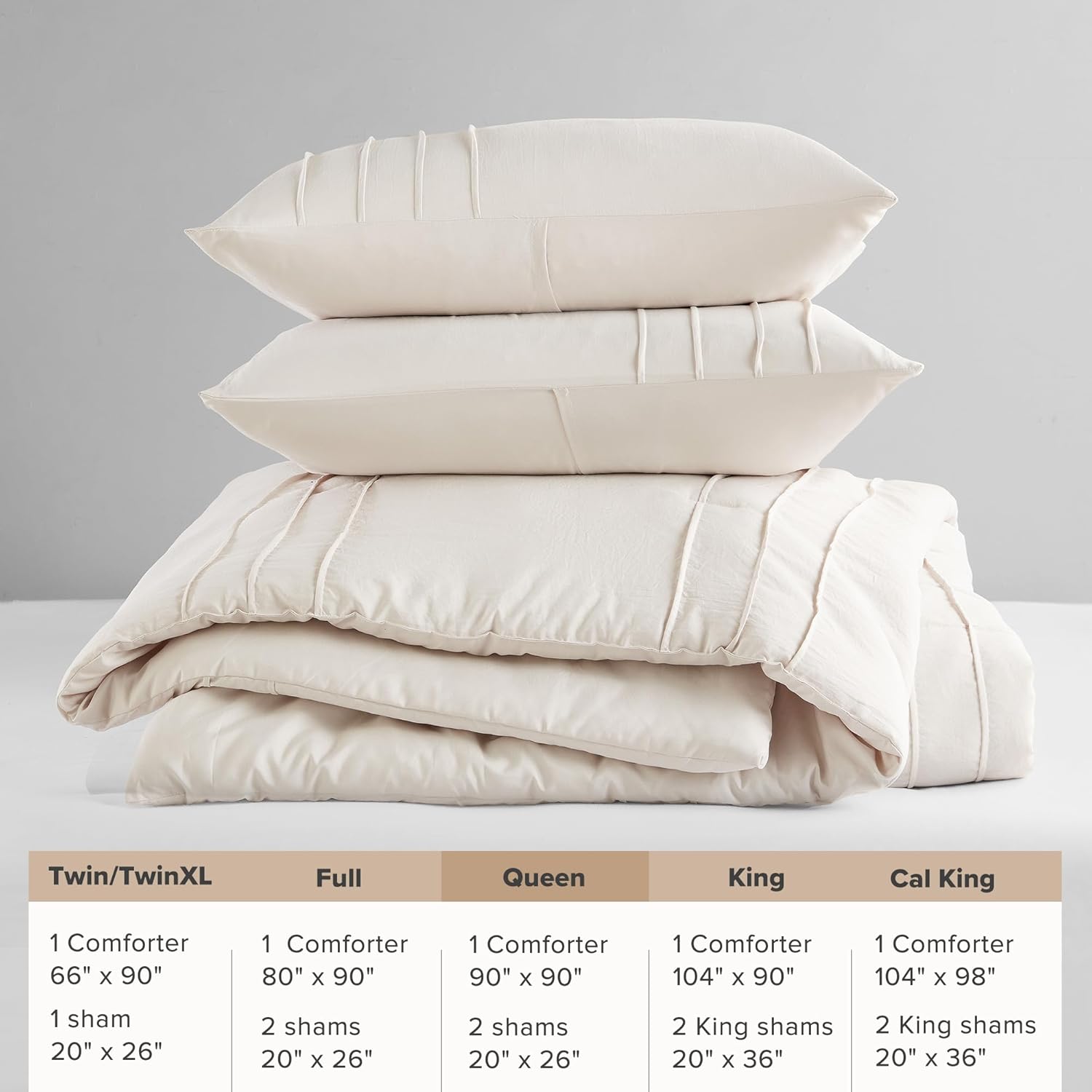 🔥8-Pack Only $26.78🔥3 Piece Pintuck Pleated Comfort Spaces Sage All Season Lightweight Comforter Set