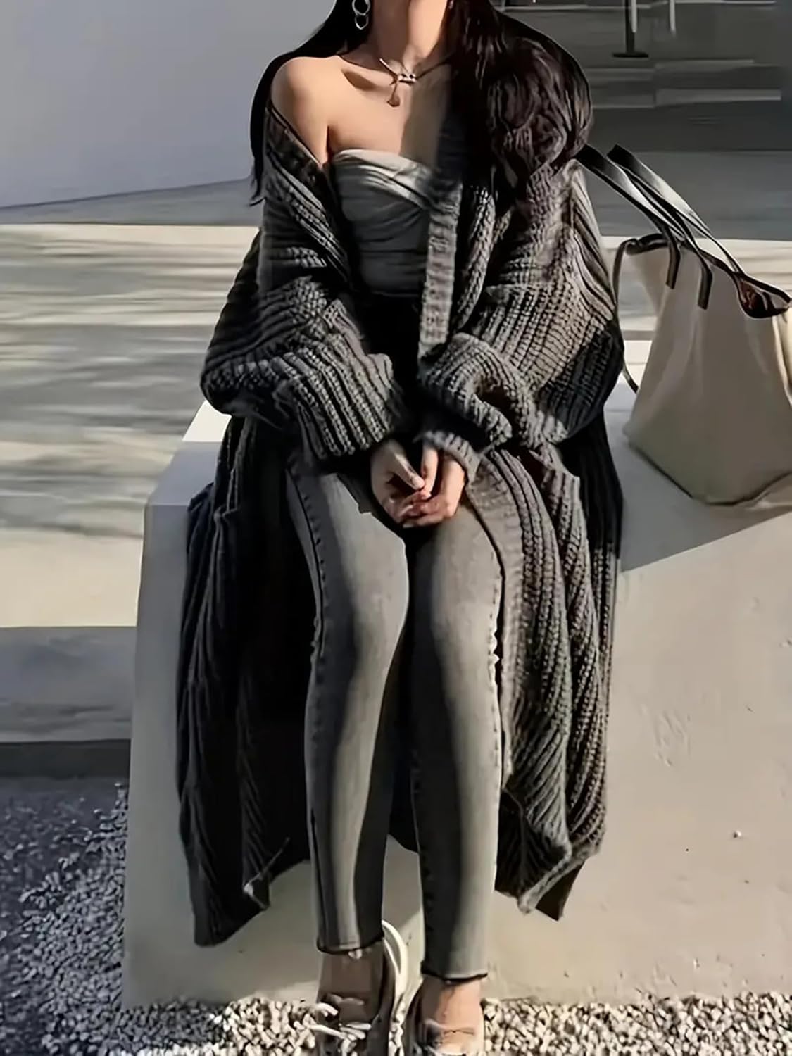 🔥9-PACK ONLY $29.98🔥Womens Long Cardigan Sweaters Open Front Oversized Duster with Pocket for Women 2025 Fall Winter Knit Design Coats