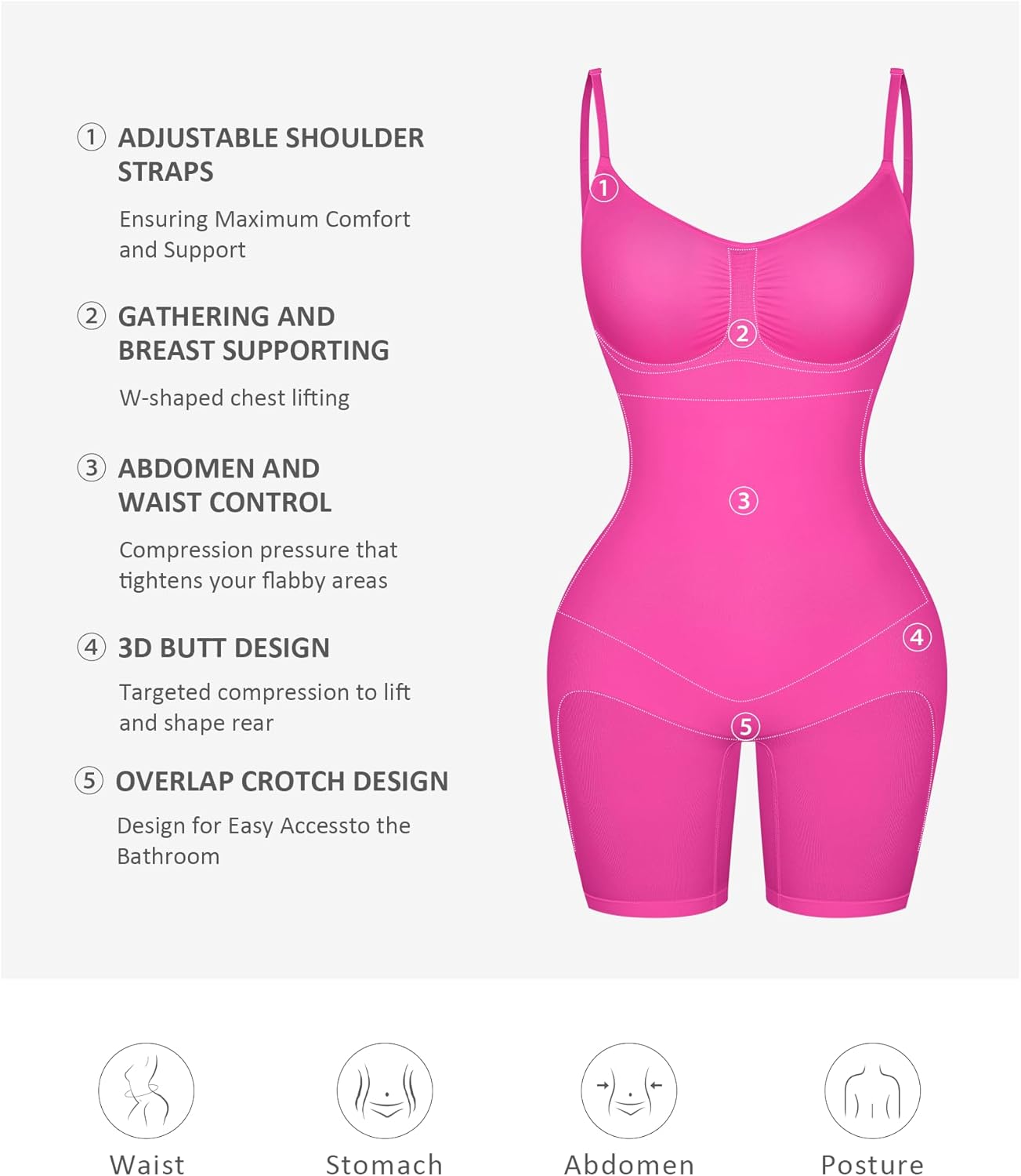 FeelinGirl Shapewear Bodysuit Tummy Control Seamless Sculpting Hip Enhancer Body Shaper for Women