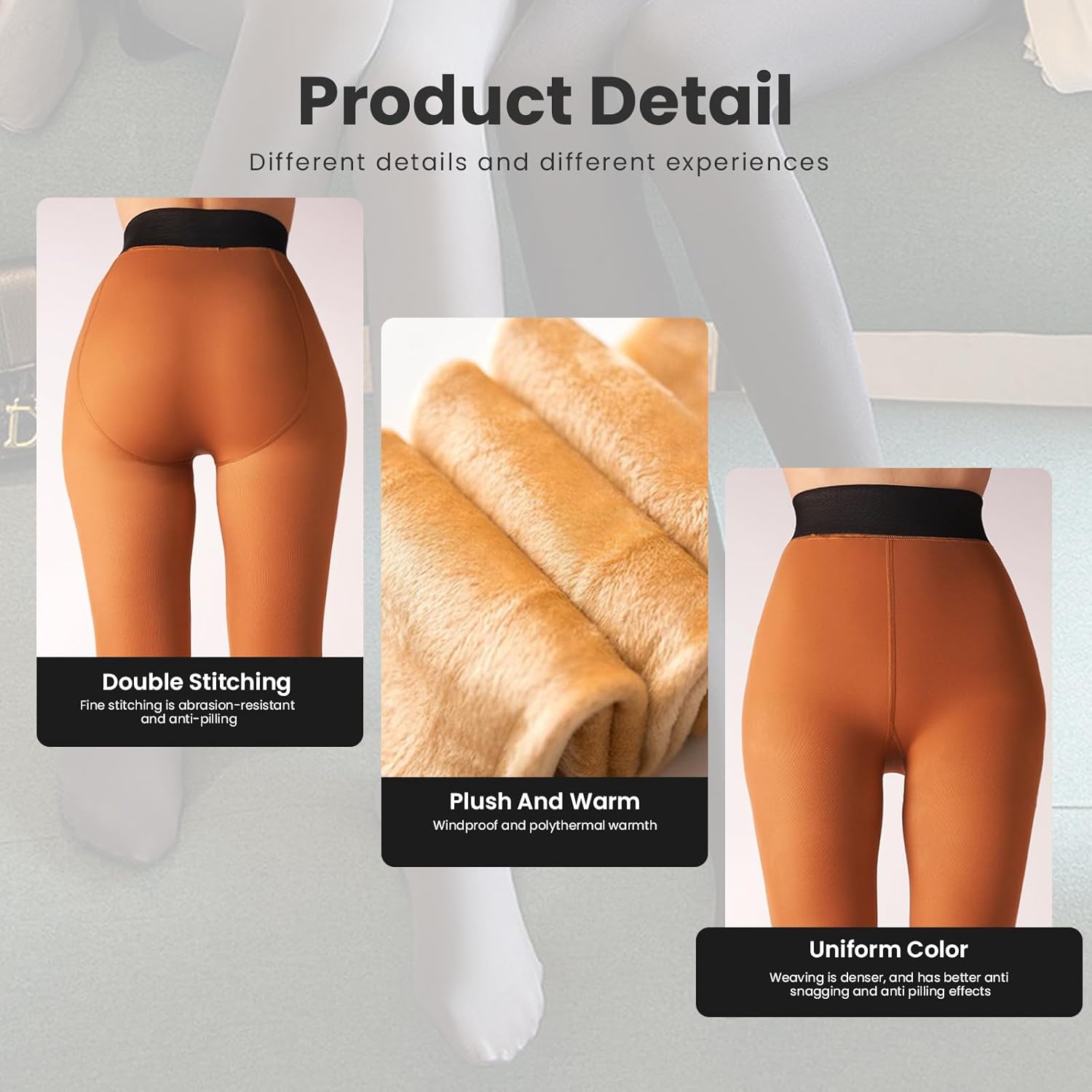 Fleece Lined Tights Sheer Women - Fake Translucent Warm Pantyhose Leggings Sheer Thick Tights for Winter