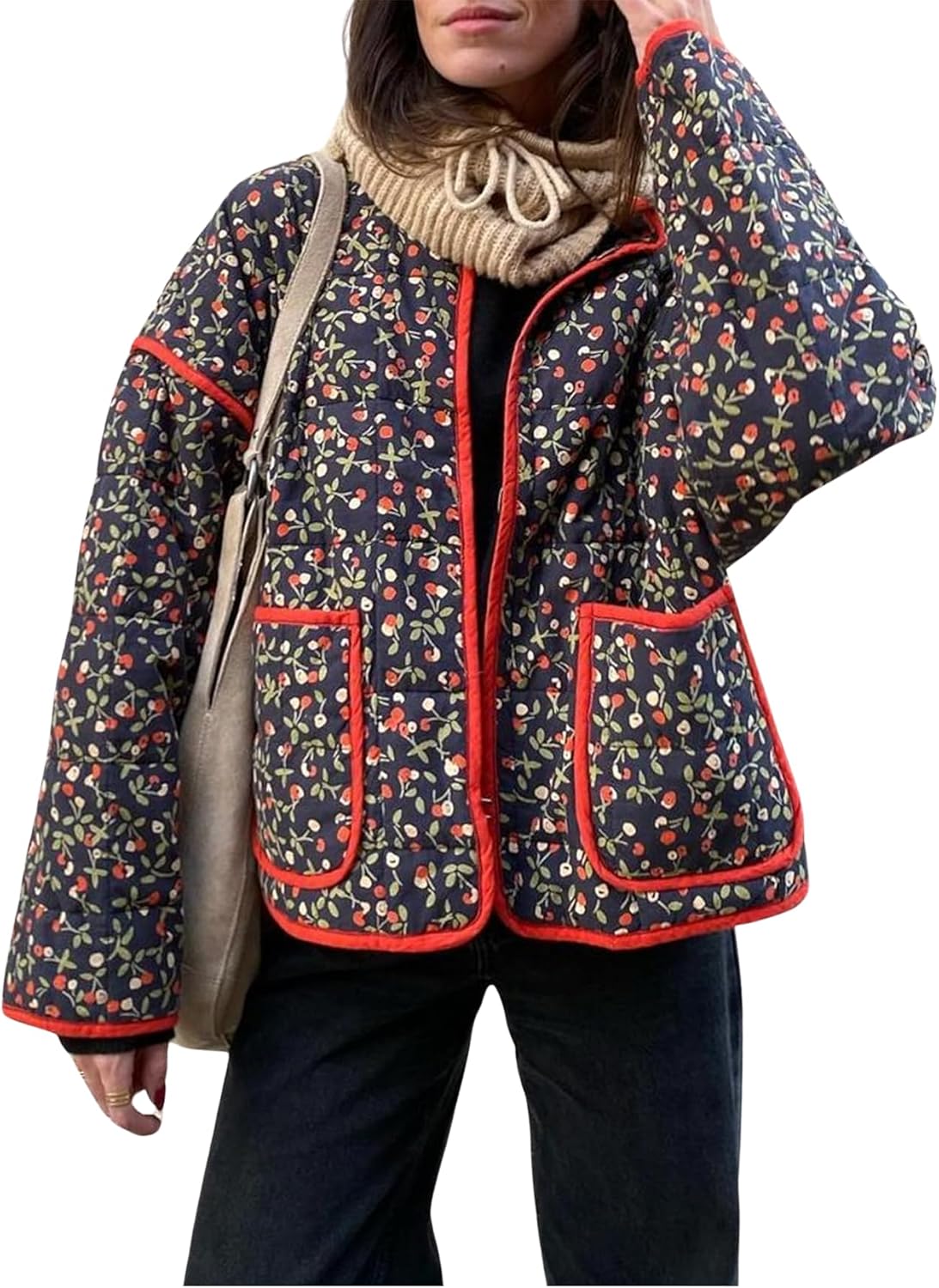 Women's Ditsy Floral Print Drop Shoulder Coat