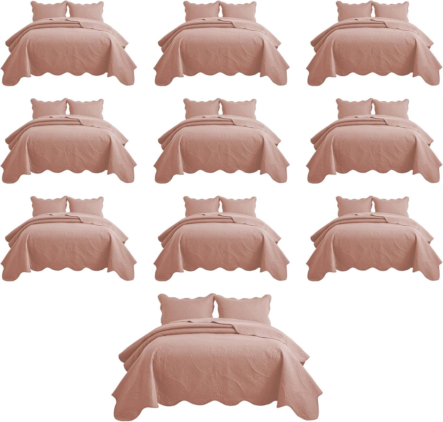 IR Imperial Rooms Twin Quilt Bedding Set Size (68” x 86”) + 1 Pillow Shams (20” x 26” + 2”) - 2 Pcs All Season Lightweight Reversible Microfiber Coverlet Floral Embossed Quilt Bedspread (Burgundy)