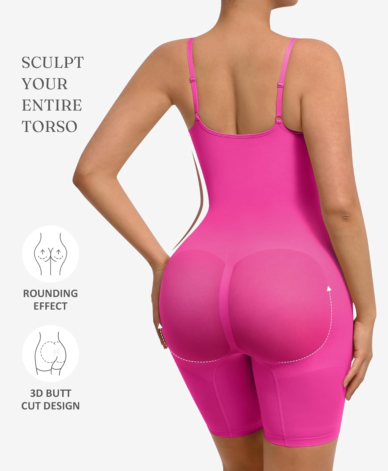 FeelinGirl Shapewear Bodysuit Tummy Control Seamless Sculpting Hip Enhancer Body Shaper for Women