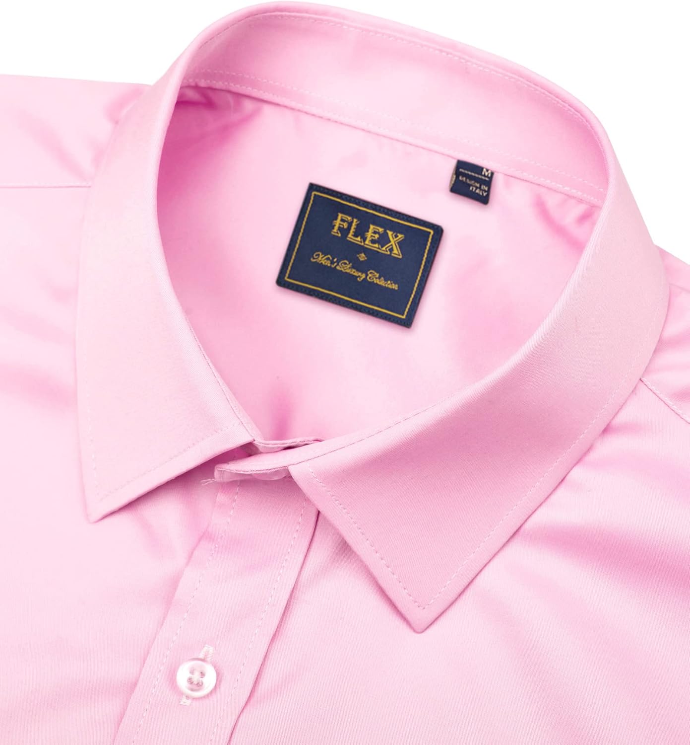 Alimens & Gentle Men's Dress Shirts Long Sleeve Wrinkle-Free Stretch Shirts Solid Formal Button Down Shirt with Pocket