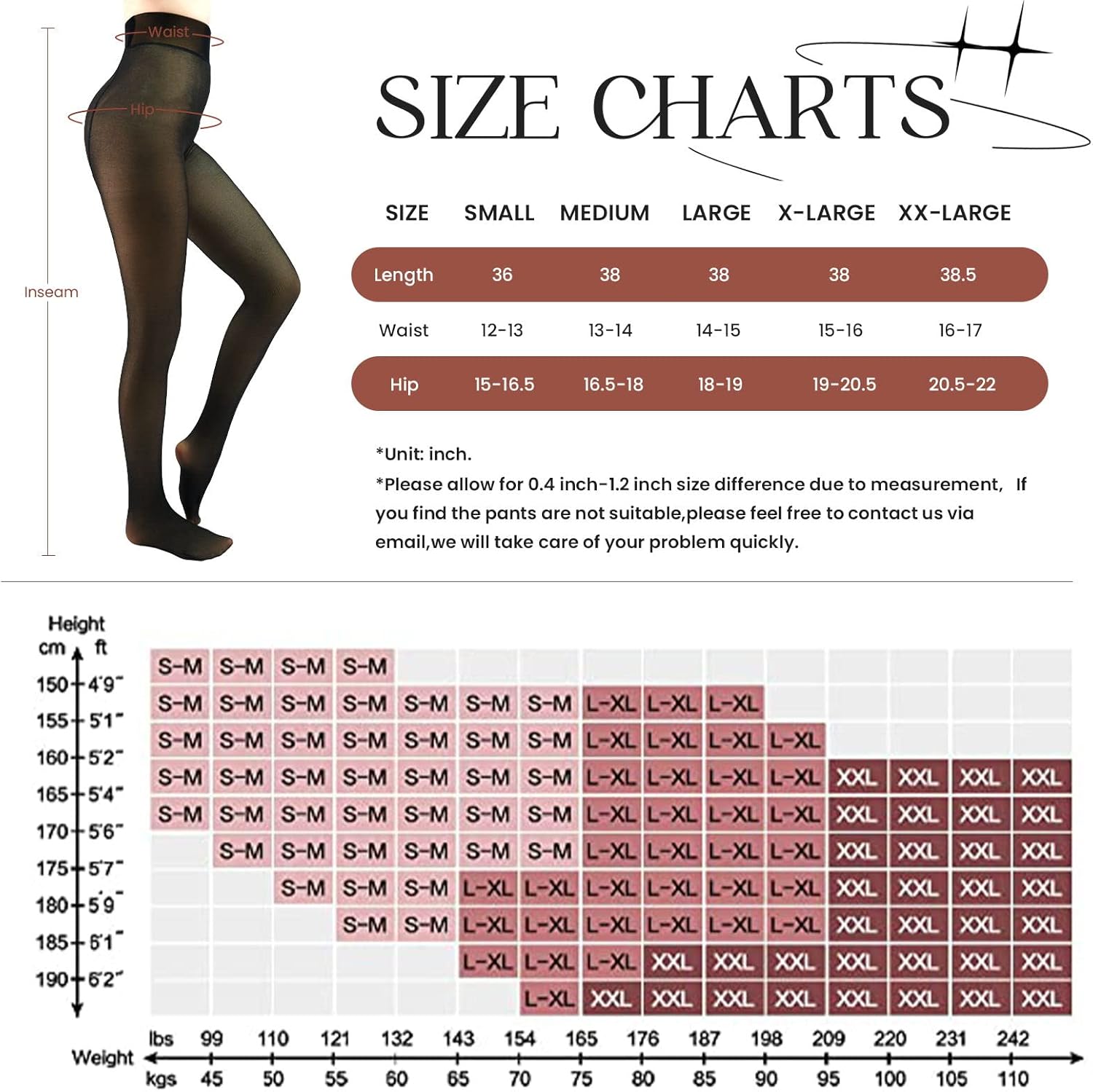 Fleece Lined Tights Sheer Women - Fake Translucent Warm Pantyhose Leggings Sheer Thick Tights for Winter