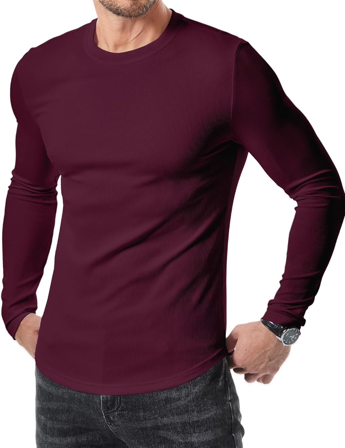 🔥10-Pack For Only $26.78🔥JMIERR Mens Long Sleeve Muscle T Shirts Casual Crewneck Longline Ribbed Tee Shirts